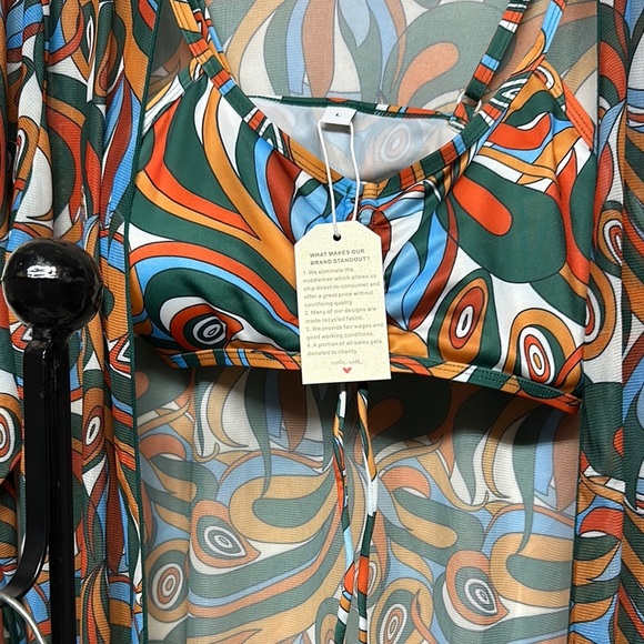 Colorful Patterned Swim Cover-Up Set - Picture 2 of 10